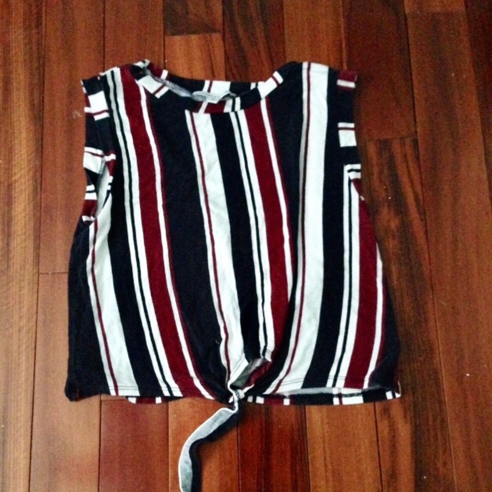 DELETING SOON Red and Navy Blue Striped Crop Top